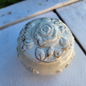 Rózsamintás porcelán bonbonier, cukortartó, ékszerdoboz, Ékszer, Ékszertartó, Ékszerdoboz, , MESKA
