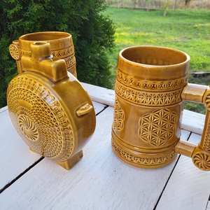 Kerámia söröskorsó pár + kulacs - otthon & életmód - konyhafelszerelés, tálalás - tálalás - sörös pohár és korsó - Meska.hu