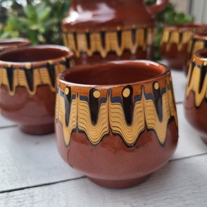 Bolgár kerámia boroskészlet - otthon & életmód - konyhafelszerelés, tálalás - tálalás - boros poharak, szettek - Meska.hu