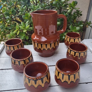 Bolgár kerámia boroskészlet, Otthon & Életmód, Konyhafelszerelés, tálalás, Tálalás, Boros poharak, szettek, , MESKA