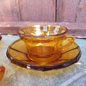 Vintage, borostyánszínű kávéscsésze szett - otthon & életmód - konyhafelszerelés, tálalás - tálalás - bögre & csésze - Meska.hu
