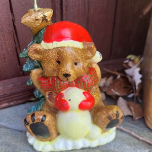 Vintage, karácsonyi maci gyertya, Karácsony, Adventi díszek, Adventi gyertyadíszek és koszorúdíszek, , MESKA