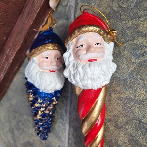 Vintage, télapós karácsonyfadíszek párban, Karácsony, Karácsonyi lakásdekoráció, Karácsonyfadíszek, , MESKA