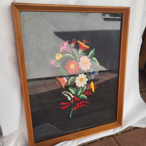 Kézzel hímzett falikép_virágcsokor, Otthon & Életmód, Dekoráció, Fali és függő dekoráció, Falra akasztható dekor, , MESKA