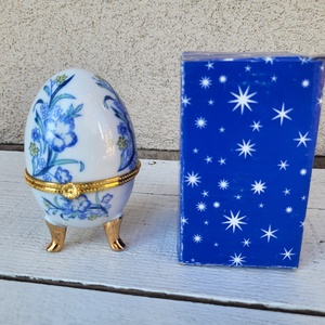 Porcelán ékszertartó tojás_kék - Meska.hu