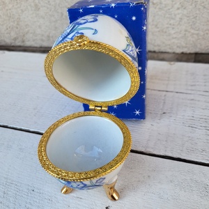 Porcelán ékszertartó tojás_kék - ékszer - ékszertartó - ékszerdoboz - Meska.hu