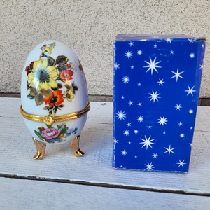 Porcelán ékszertartó tojás_virágos - Meska.hu