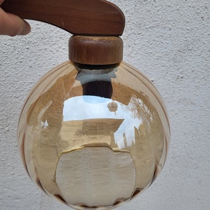 Vintage, retro, fából készült falikar, falilámpa irizáló, füstüveg búrával - otthon & életmód - lámpa - fali & mennyezeti lámpa - Meska.hu