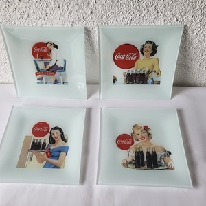 Vintage stílusú, Coca-Cola sütis tányérszett_4 db-os - Meska.hu