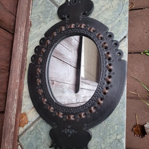 Vintage, Iparművészeti bőrkeretes tükör - otthon & életmód - dekoráció - tükör - Meska.hu