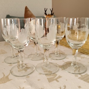 Vintage, régi, csiszolt likőrös pohárkészlet, Otthon & Életmód, Konyhafelszerelés, tálalás, Tálalás, Pohár, , MESKA