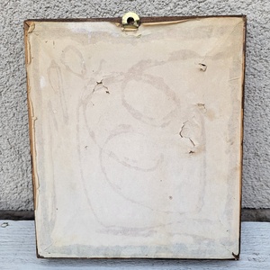 Régi, üvegezett fakeretes tűgobelin falikép_szélmalom - művészet - textilkép - gobelin - Meska.hu