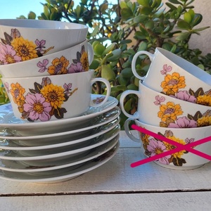 Alföldi porcelán_dáliás teáscsésze szett 5 személyes, Otthon & Életmód, Konyhafelszerelés, tálalás, Tálalás, Bögre & Csésze, , MESKA