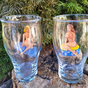 Mid Century, retro, vintage Pin-Up söröspohárpár az '50-'60-as évekből - otthon & életmód - konyhafelszerelés, tálalás - tálalás - pohár - Meska.hu