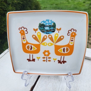 Hollóházi porcelán falitál Baja emlékképpel, Otthon & Életmód, Dekoráció, Fali és függő dekoráció, Falra akasztható dekor, , MESKA