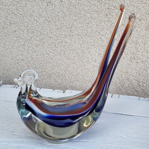 Vintage, murano-i stílusú, színezett üveg fecske, Otthon & Életmód, Dekoráció, Dekoratív figurák és szobrok, , MESKA