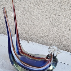 Vintage, murano-i stílusú, színezett üveg fecske - otthon & életmód - dekoráció - dekoratív figurák és szobrok - Meska.hu