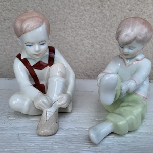 Aquincum Budapest porcelán öltözködő kislány-kisfiú páros - Meska.hu