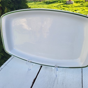 Alföldi porcelán_zöld csíkos sültes, pecsenyés tál - Meska.hu