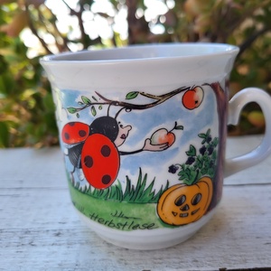 Hertie Markthallen porcelán_mesejelenetes, katicabogaras bögre " Őszi betakarítás ", Otthon & Életmód, Konyhafelszerelés, tálalás, Tálalás, Bögre & Csésze, , 4 - 4,5 dl, hibátlan, új állapotú., MESKA