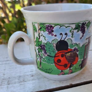 Hertie Markthallen porcelán_mesejelenetes, katicabogaras bögre  Őszi betakarítás  - otthon & életmód - konyhafelszerelés, tálalás - tálalás - bögre & csésze - Meska.hu