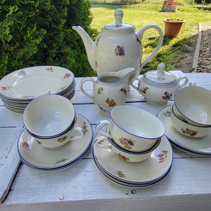 Antik, német Bavaria Plankenhammer Floss porcelán teás, süteményes uzsonnázó készlet_6 személyes - Meska.hu