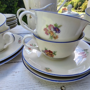 Antik, német Bavaria Plankenhammer Floss porcelán teás, süteményes uzsonnázó készlet_6 személyes - otthon & életmód - konyhafelszerelés, tálalás - tálalás - teás- és kávés pohár, készlet - Meska.hu