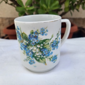 Régi Drasche porcelán_nefelejcses, gyönygvirágos bögre - Meska.hu