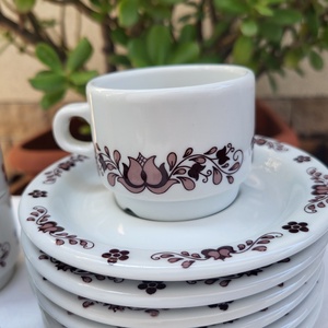 Alföldi porcelán_barna magyaros mokkás/kávés csészeszett - Meska.hu