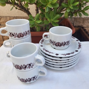 Alföldi porcelán_barna magyaros mokkás/kávés csészeszett - otthon & életmód - konyhafelszerelés, tálalás - tálalás - bögre & csésze - Meska.hu