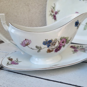 Antik Pirkenhammer Chechoslovakia porcelán_bazsarózsás tálalószett - otthon & életmód - konyhafelszerelés, tálalás - tálalás - tányér & étkészlet - Meska.hu