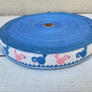 Vintage, retro, prémium, gyerekmintás szőtt textil-pamut szegőszalag tekercs_csirke/madár, Kellékek & szerszámok, Rövidáru, Szalag, pánt, Textilszalag, , MESKA