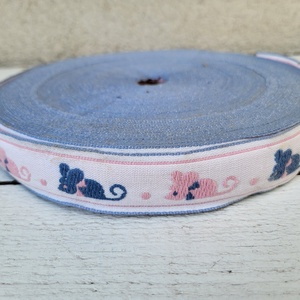 Vintage, retro, prémium, gyerekmintás szőtt textil-pamut szegőszalag tekercs_egeres, Kellékek & szerszámok, Rövidáru, Szalag, pánt, Textilszalag, , MESKA