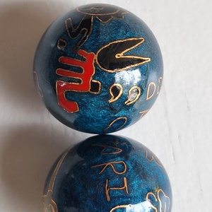 Vintage, kínai zenélő Baoding golyók párban_meditációs, stresszoldó szett_horoszkópos_skorpió-nyilas - otthon & életmód - dekoráció - dísztárgy - Meska.hu