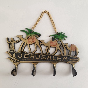 Vintage, sárgaréz jeruzsálemi fali akasztó, kulcstartó tevefejet mintázó akasztókkal - Meska.hu