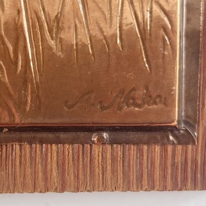 Vintage, retro Albert Nadeau dombornyomott vörösréz - fa falikép - relief - otthon & életmód - dekoráció - fali és függő dekoráció - falra akasztható dekor - Meska.hu