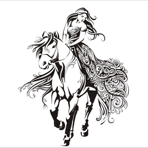 Séta lóháton, falmatrica - otthon & életmód - dekoráció - fali és függő dekoráció - falmatrica & tapéta - Meska.hu