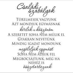 Családi szabályok - vászonkép, fakerettel - otthon & életmód - dekoráció - fali és függő dekoráció - felirat - Meska.hu