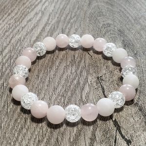 Női Ásványkarkötő - Roppantott hegyikristály + Rózsakvarc - ékszer - karkötő - ásványkarkötő - Meska.hu