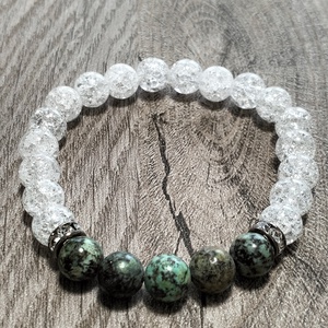 Női Ásványkarkötő - Roppantott hegyikristály + Afrikai türkiz - ékszer - karkötő - ásványkarkötő - Meska.hu