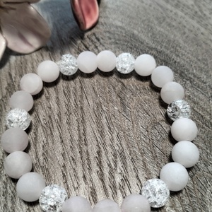 Női Ásványkarkötő - Rózsakvarc + Roppantott hegyikristály, Ékszer, Karkötő, Ásványkarkötő, Ékszerkészítés, MESKA