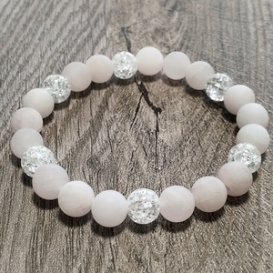 Női Ásványkarkötő - Rózsakvarc + Roppantott hegyikristály - ékszer - karkötő - ásványkarkötő - Meska.hu