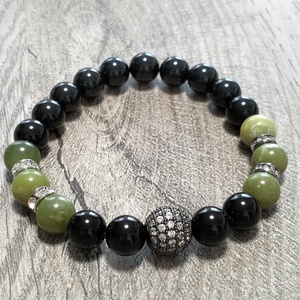 Női Ásványkarkötő - Jáde + Ónix - ékszer - karkötő - ásványkarkötő - Meska.hu