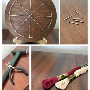 String Art - fonalművészet - Vörös csillagvirág - otthon & életmód - dekoráció - fali és függő dekoráció - falra akasztható dekor - Meska.hu