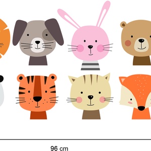 Falmatrica - Kedves állatok csoportja - oroszlán- panda- nyuszi - maci - róka - tigris - otthon & életmód - babaszoba, gyerekszoba - gyerekszoba falmatrica - Meska.hu