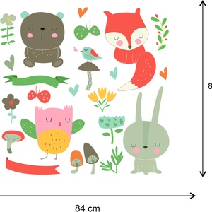 Falmatrica - Erdei állatok - róka- madár- medve - nyuszi - otthon & lakás - babaszoba, gyerekszoba - gyerekszoba falmatrica - Meska.hu