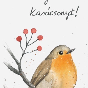 Kézzel festett karácsonyi üdvözlőlap - karácsony - karácsonyi ajándékozás - karácsonyi képeslap, üdvözlőlap, ajándékkísérő - Meska.hu