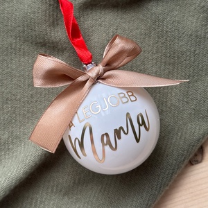 Karácsonyi fehér gömb, macskás fadísz felirattal - Meska.hu