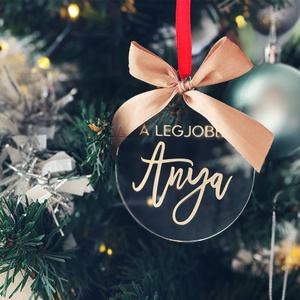 karácsonyi plexi dísz, karácsonyfa dísz, akril, egyedi felirattal - Meska.hu