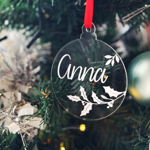 karácsonyi plexi dísz, karácsonyfa dísz, akril, egyedi felirattal - karácsony - karácsonyi lakásdekoráció - karácsonyfadíszek - Meska.hu